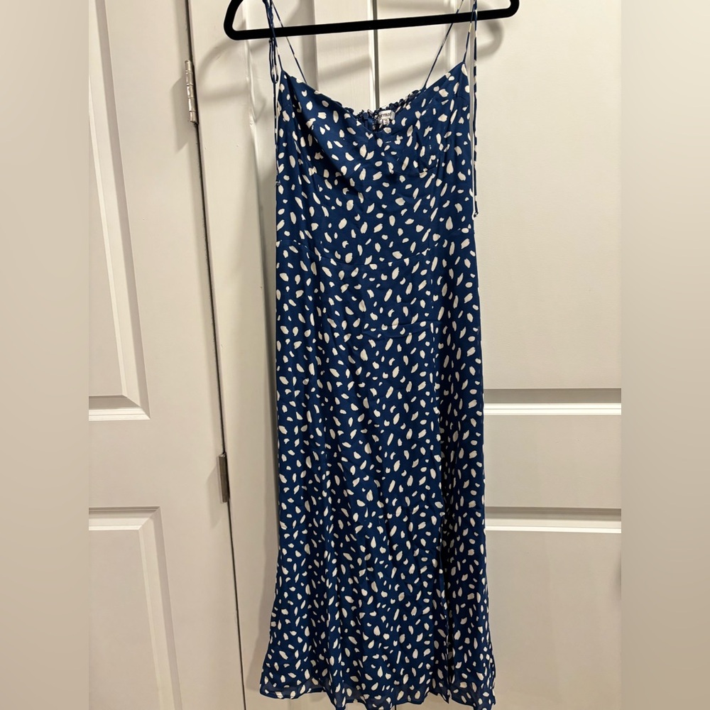 Reformation Navy Blue & White Slip Dress